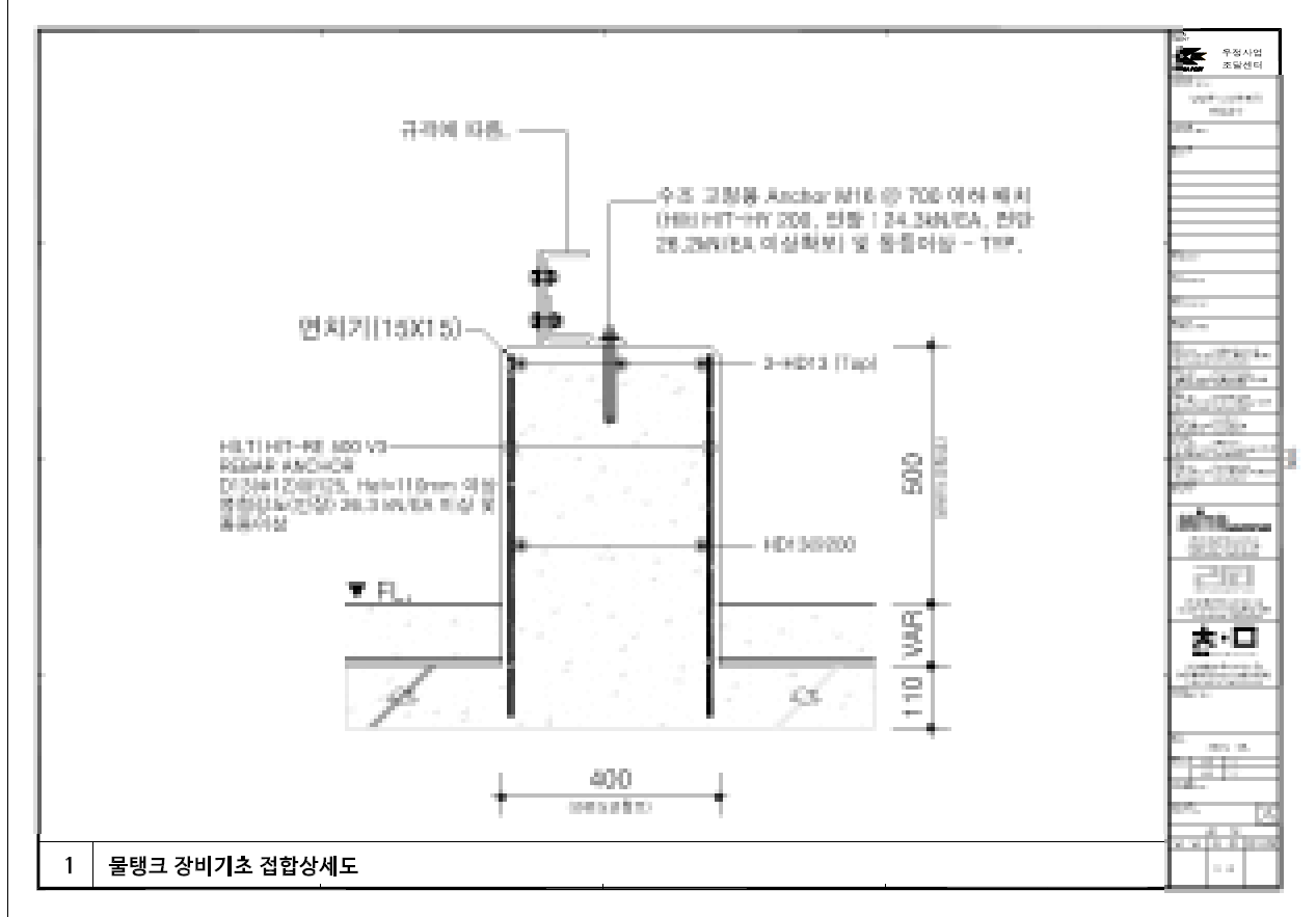물탱크 패드 지지부 및 앵커 구조검토 (비구조요소)