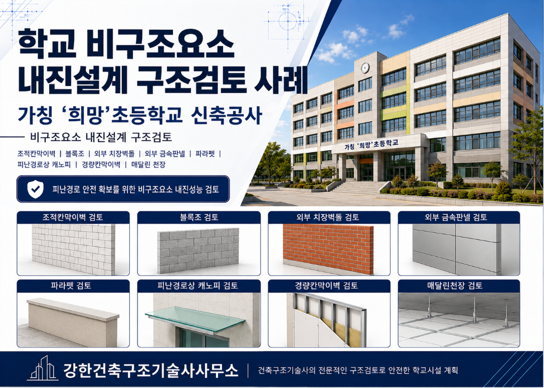 전라남도 무안군 학교 비구조요소 내진설계 구조검토 사례 l 가칭 ‘희망초등학교’ 신축공사