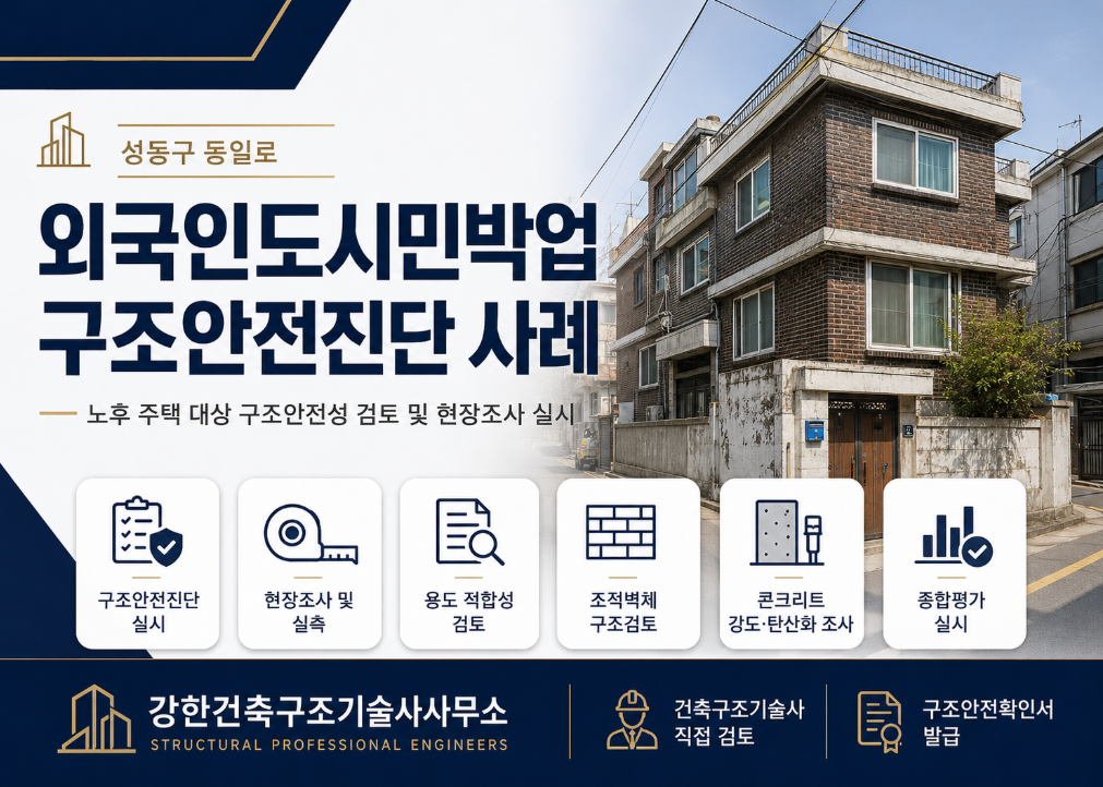 성동구 동일로 외국인관광도시민박업 구조안전진단 l 노후 연와조 주택 구조검토 사례