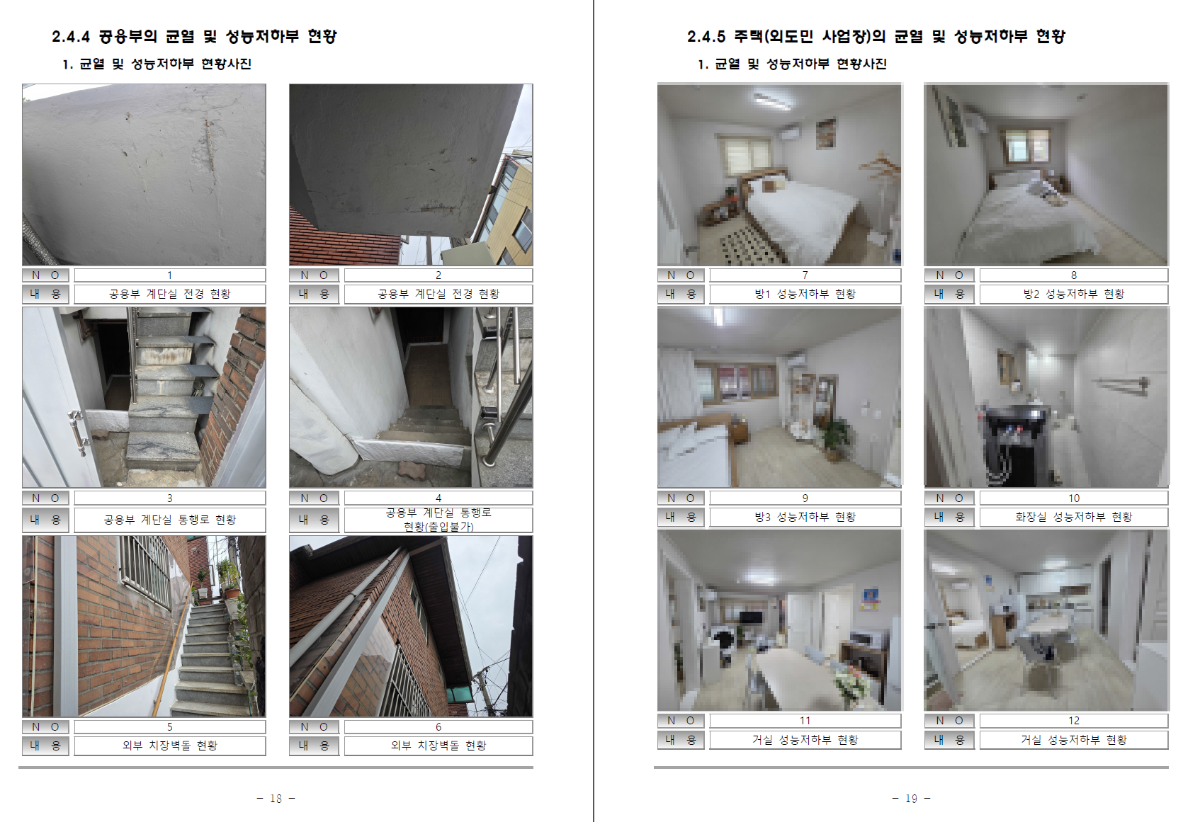 외국인관광도시민박업 예정 공간 거실 및 주방 현황