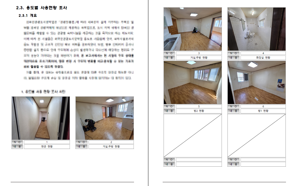 외국인관광도시민박업 예정 공간 거실 주방 현장조사