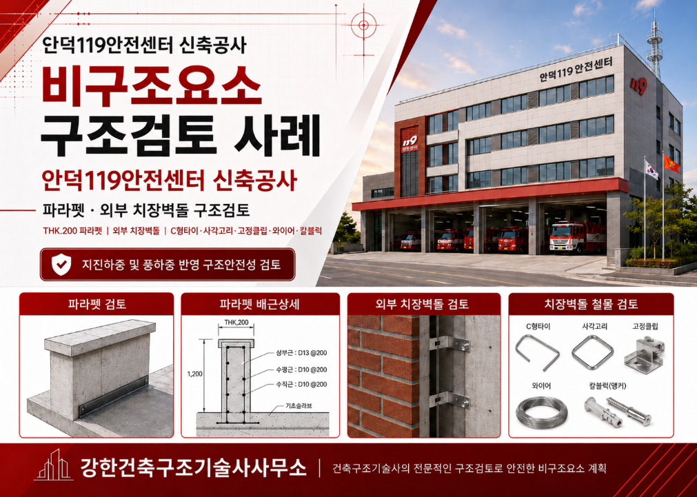 경상북도 청송군 안덕119안전센터 비구조요소 구조검토 사례 l 파라펫·외부 치장벽돌 구조안전확인서